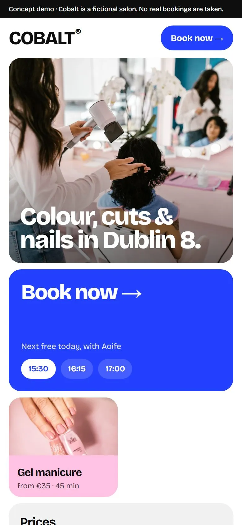 Cobalt Hair & Nails auf einem Handy