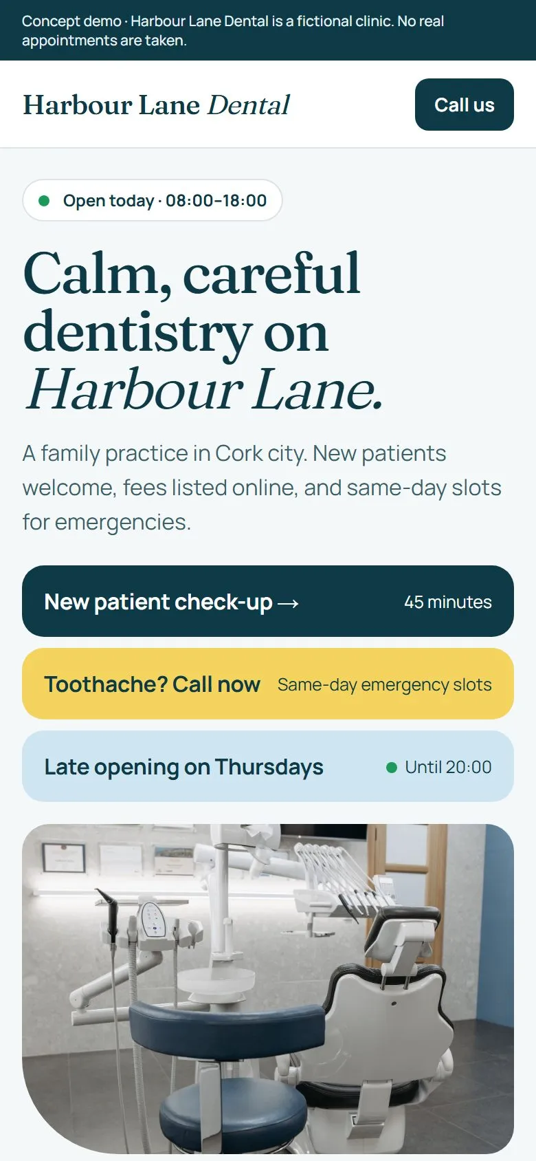Harbour Lane Dental auf einem Handy