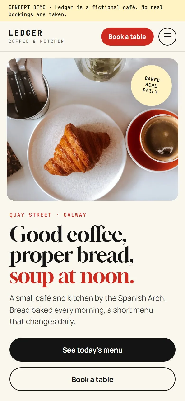 Ledger Coffee & Kitchen auf einem Handy